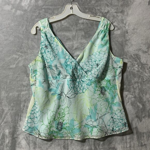 Nine & Co Y2K Babydoll Floral Tank Top So 14 Green Whimsigoth Fairy Grunge Flowy - Picture 6 of 11